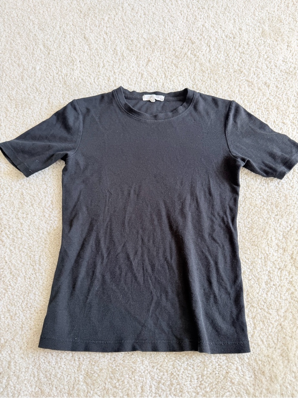 Rag & Bone Classic Black Crewneck Women T-Shirt ribbed fitted